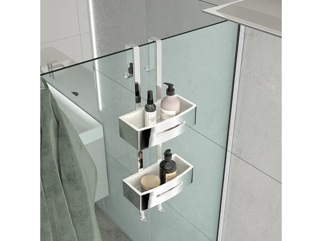 Grille De Douche À Suspendre En Acier Chromé/Blanc | Peonia