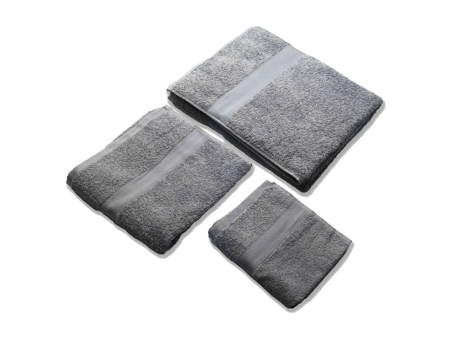 Set De 3 Serviettes De Bain En Éponge De Coton Gris | Teddy