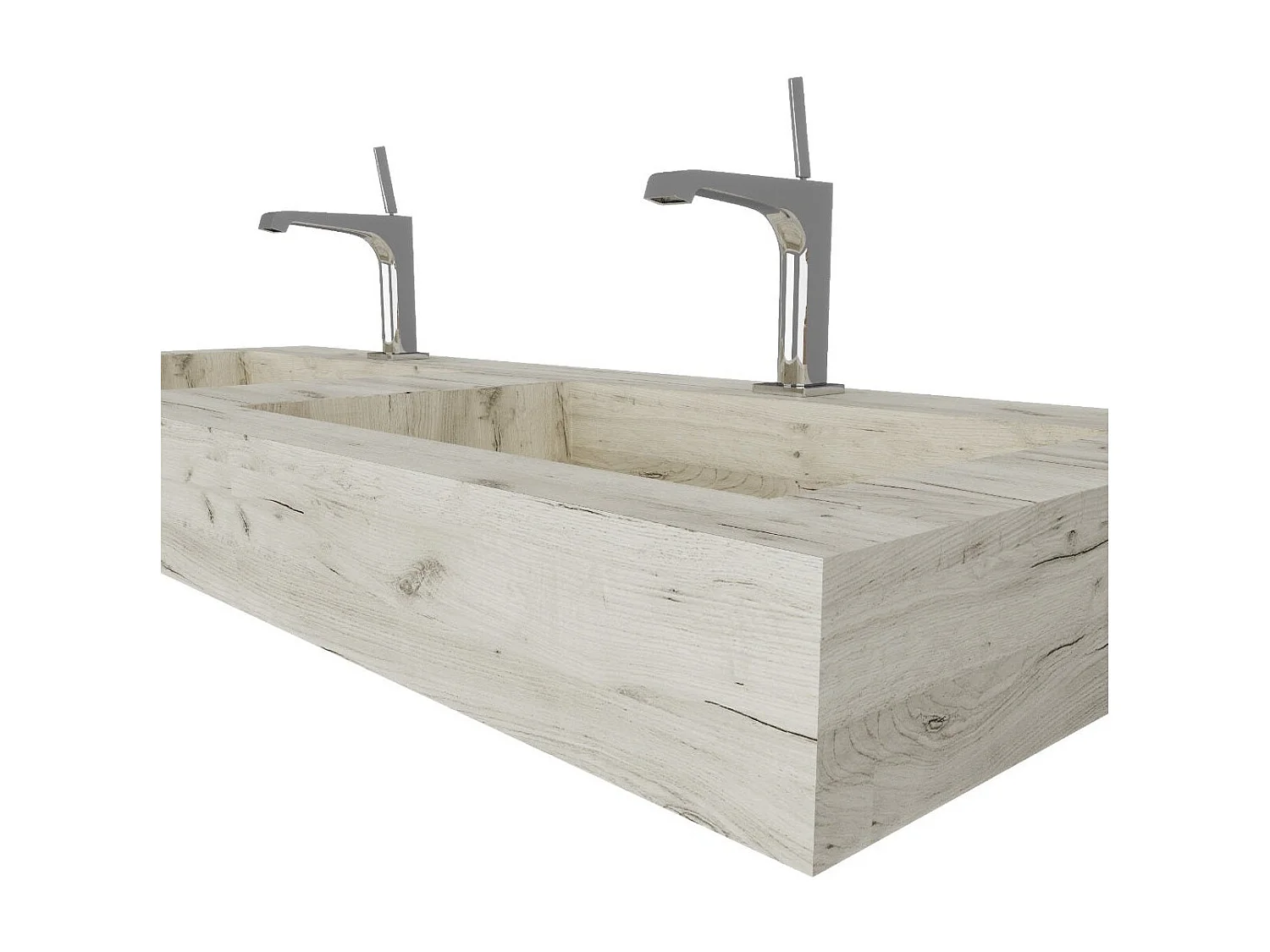 120Cm Chêne Glacé Double Vasque Hpl Pour Salle De Bain