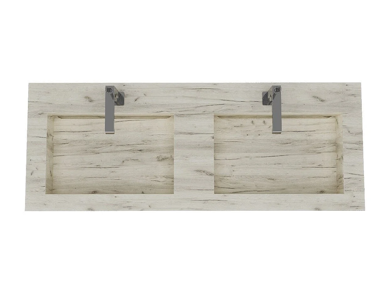 120Cm Chêne Glacé Double Vasque Hpl Pour Salle De Bain