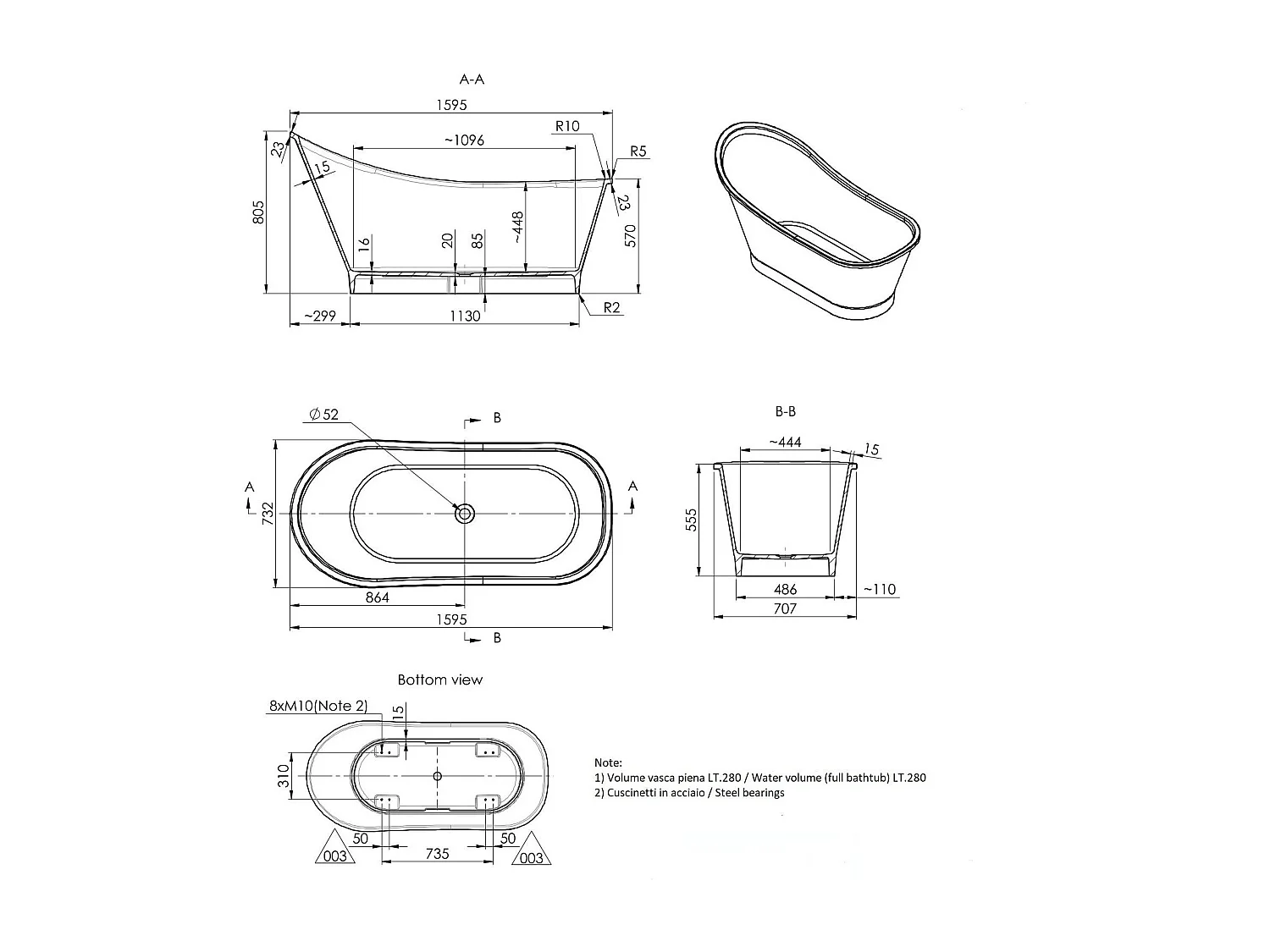 Petite Baignoire Îlot De Style Classique | Arisa