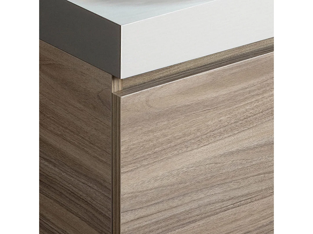 Mueble De Salle De Bain 60Cm Chêne Naturel Avec Lavabo Rond Et Colonne | Valentina