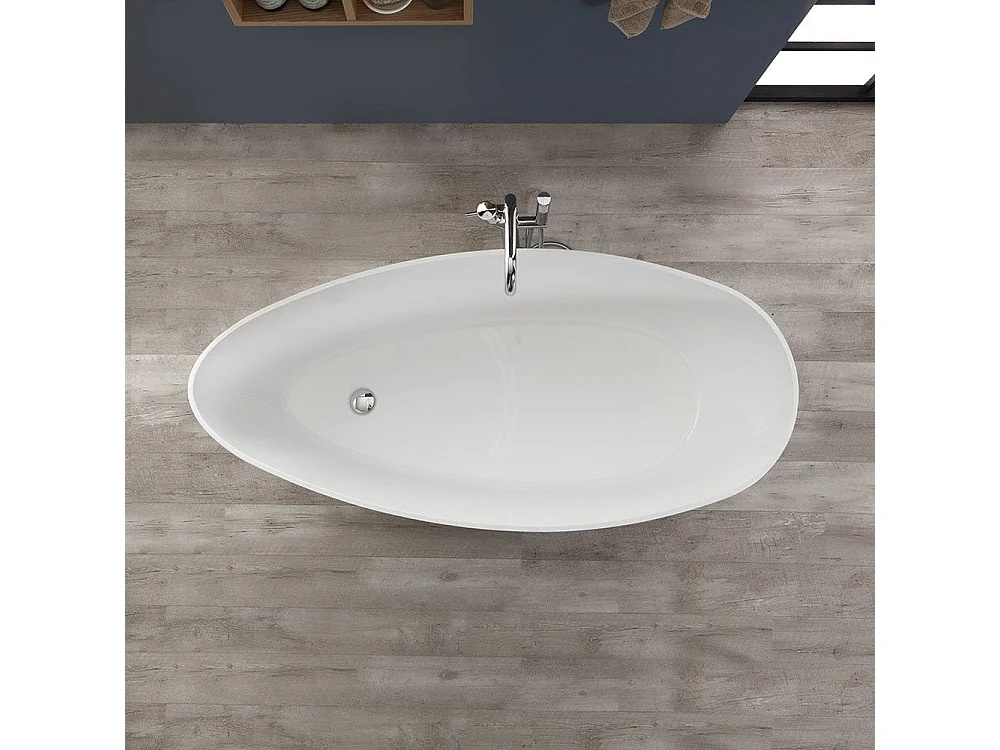 Baignoire En Marbre Recomposé Blanc 150X70x56 Cm |  Rachele