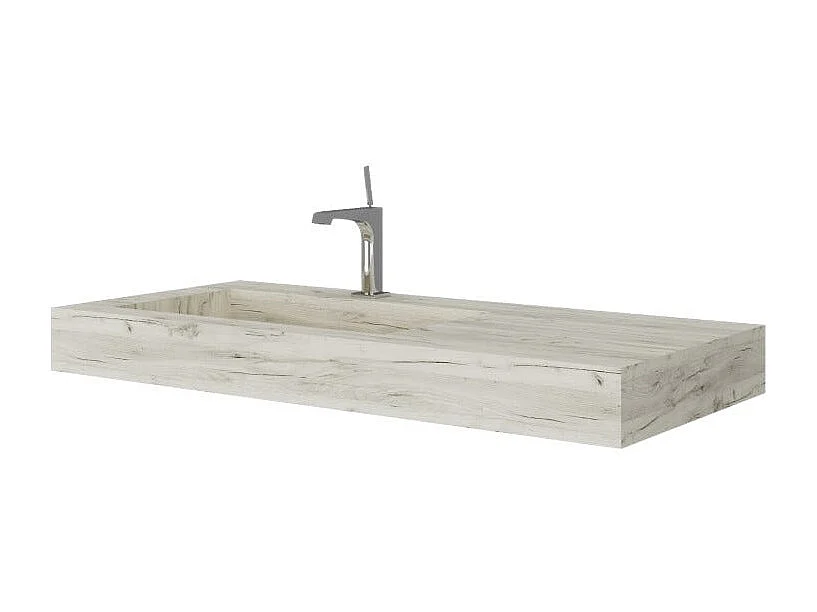 Hpl Lavabo De Salle De Bain Avec Vasque Gauche Chêne Glacé 100Cm