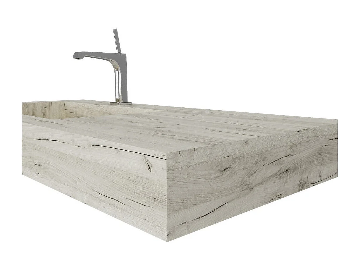 Hpl Lavabo De Salle De Bain Avec Vasque Gauche Chêne Glacé 100Cm