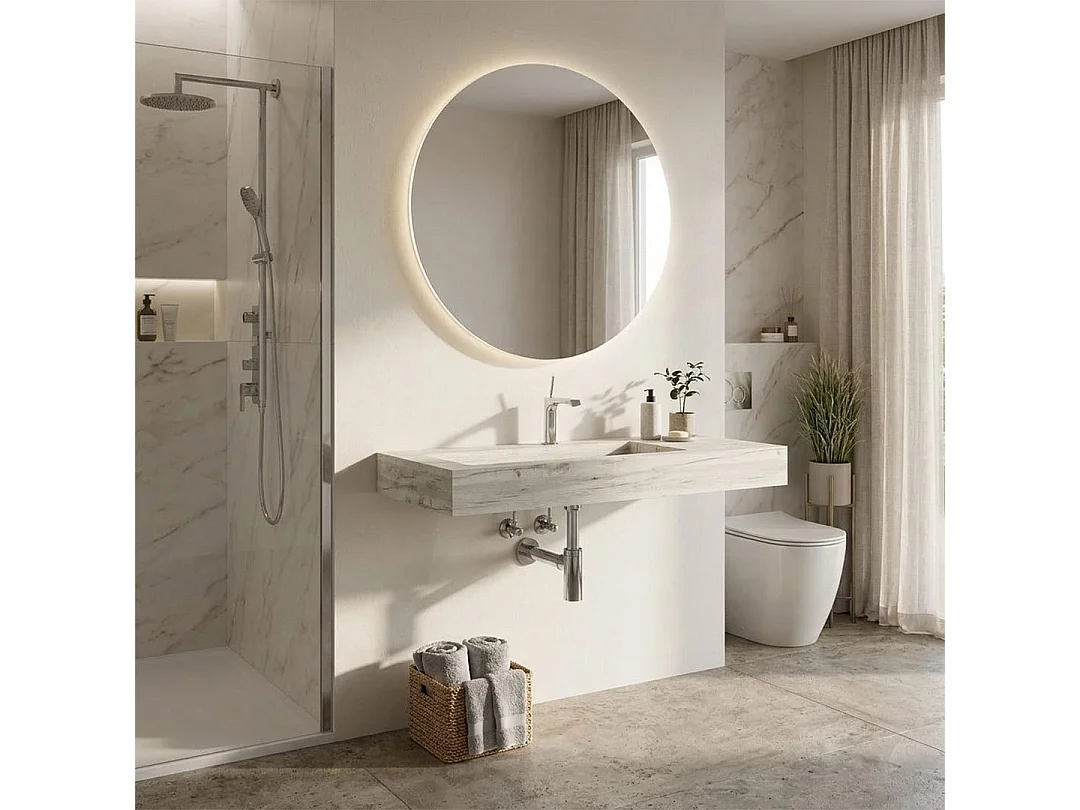 Hpl Lavabo De Salle De Bain Avec Vasque Gauche Chêne Glacé 100Cm