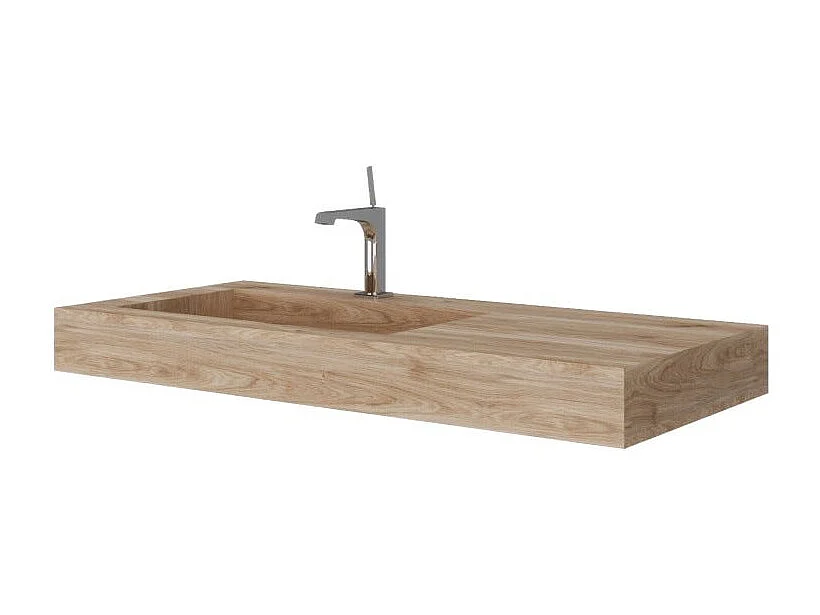 100Cm Hpl Lavabo De Salle De Bain Chêne Miel Effet Bois