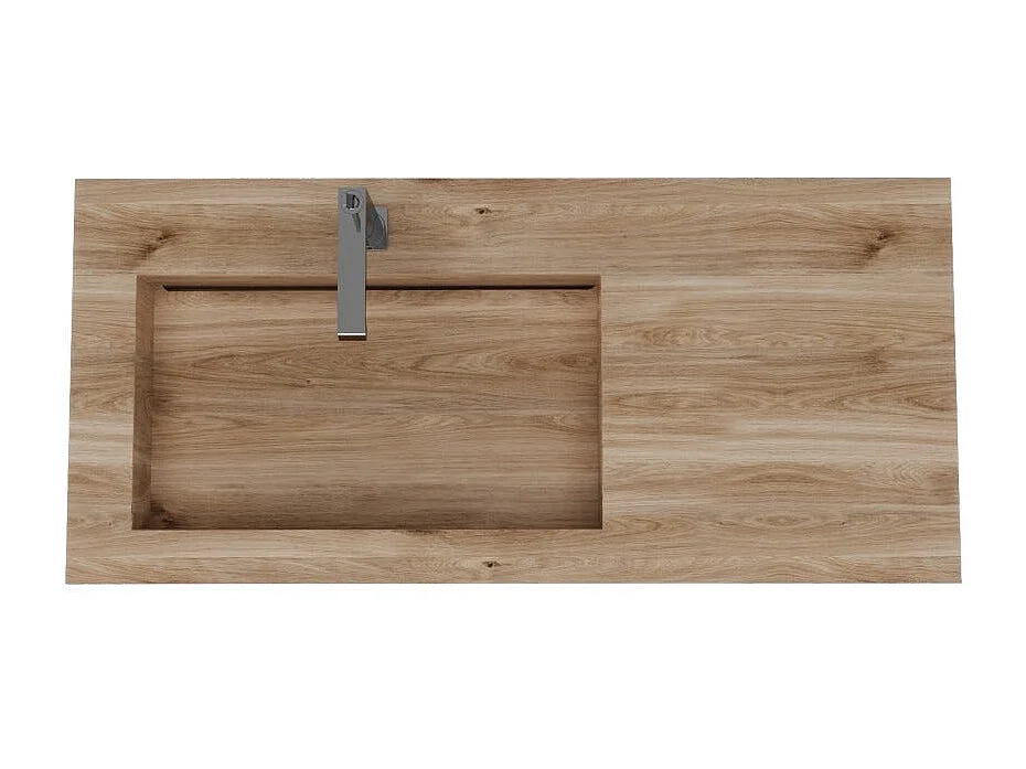 100Cm Hpl Lavabo De Salle De Bain Chêne Miel Effet Bois