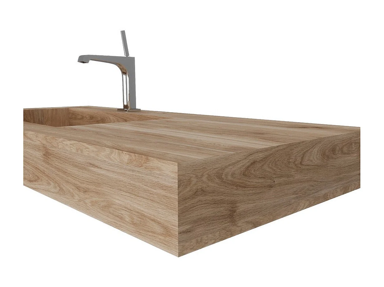 100Cm Hpl Lavabo De Salle De Bain Chêne Miel Effet Bois