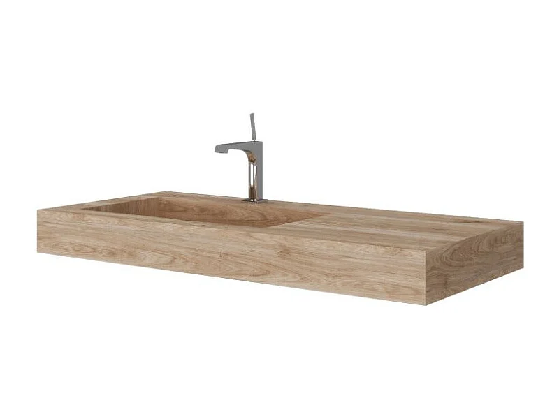 100Cm Hpl Lavabo De Salle De Bain Chêne Miel Effet Bois
