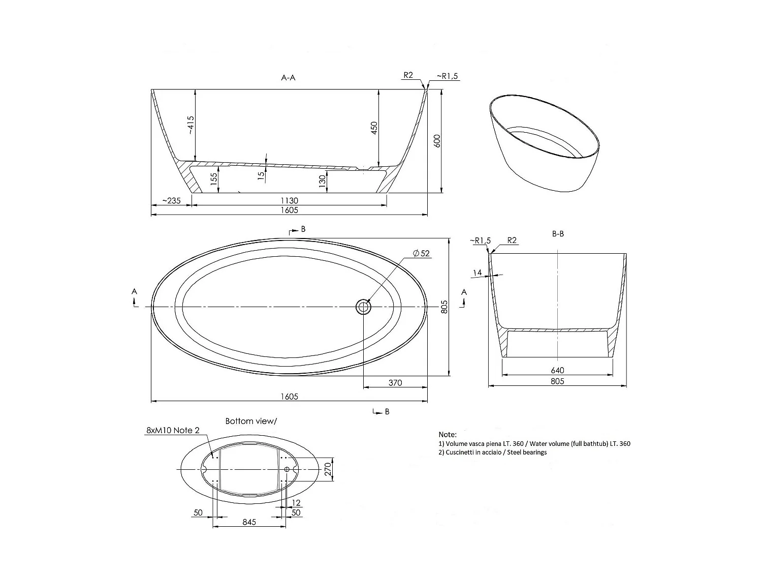 Baignoire Moderne En Marbre Recompose' | Serena