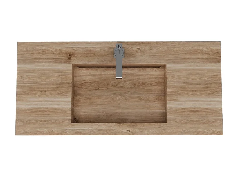 Lavabo De Salle De Bain Hpl 100 Cm À Suspendre En Chêne Miel