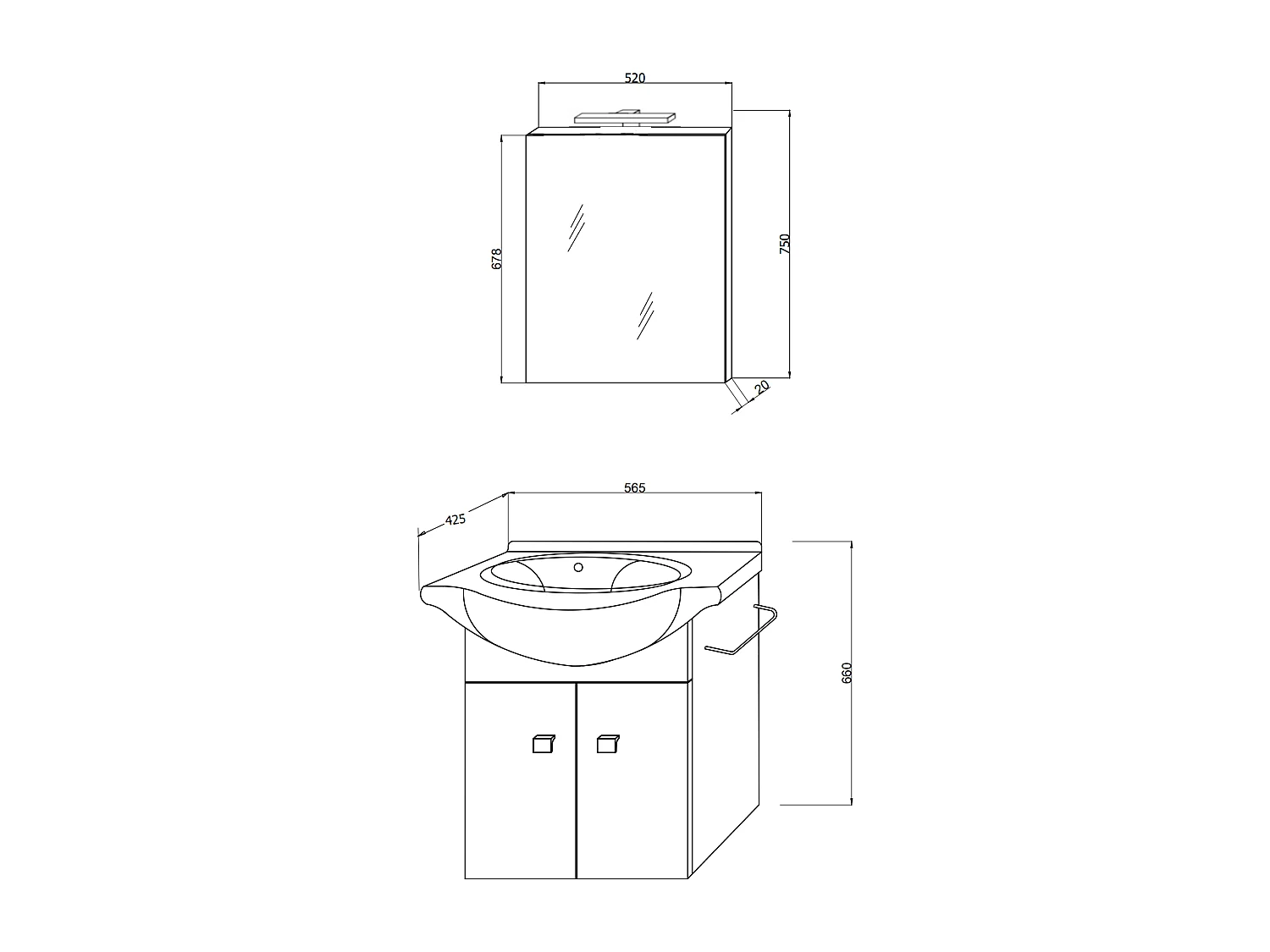 Ensemble De Salle De Bain Suspendu 56,5Cm Gris Et Barre Porte-Serviettes | Facile