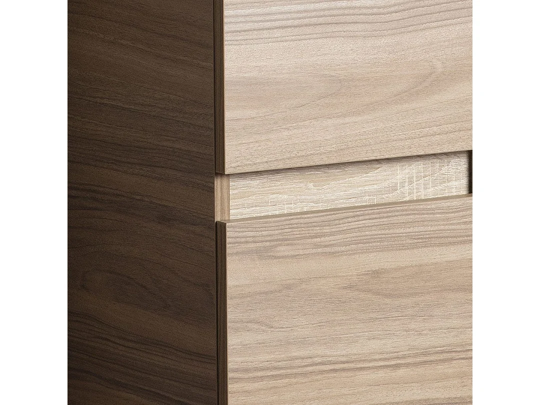 Meuble De Salle De Bain 90Cm Blanc Avec Plateau Et Colonne En Chêne Naturel | Valentina