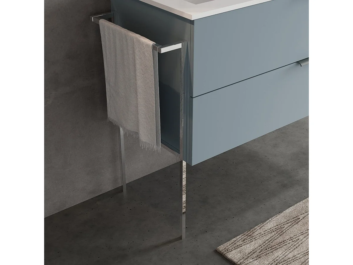 Armoire De Salle De Bain Murale 120Cm Bleu Ciel, Lavabo, Miroir Rond | New York