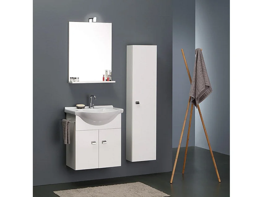 Meuble De Salle De Bains Suspendu De 56 Cm Avec Colonne Simply Blanche