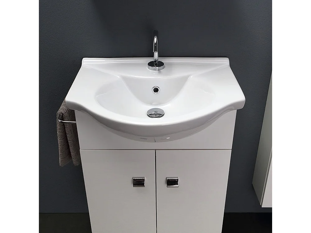 Meuble De Salle De Bains Suspendu De 56 Cm Avec Colonne Simply Blanche