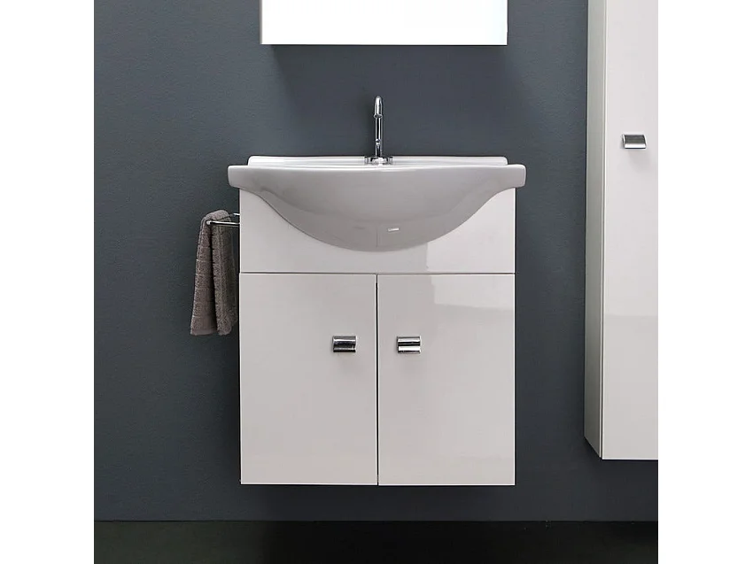 Meuble De Salle De Bains Suspendu De 56 Cm Avec Colonne Simply Blanche