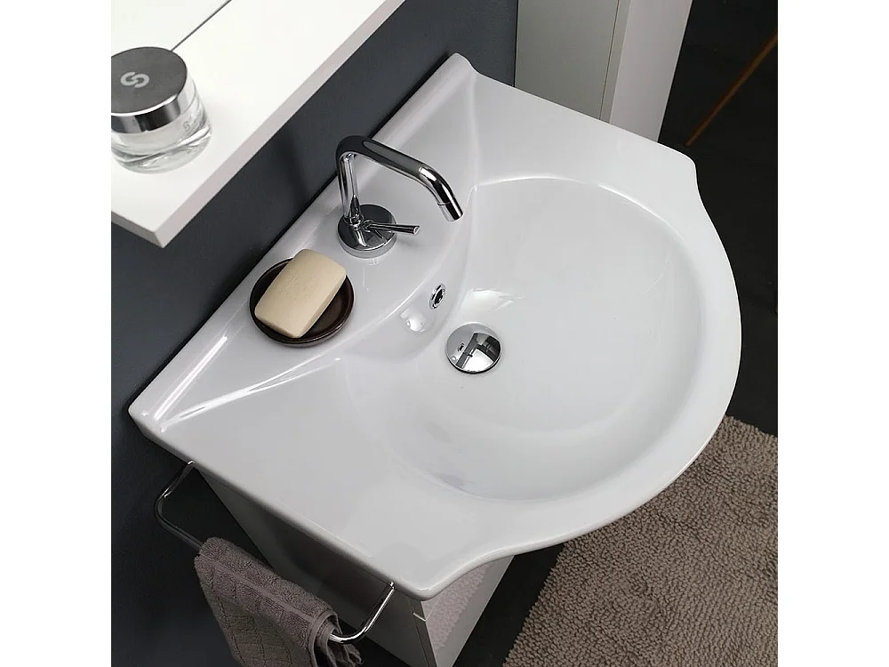 Meuble De Salle De Bains Suspendu De 56 Cm Avec Colonne Simply Blanche