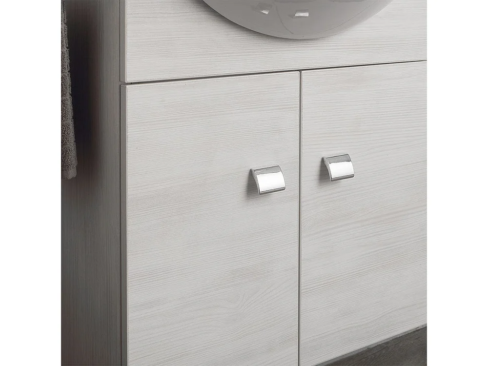Armoire Murale 58Cm Avec Lavabo, Miroir Et Série Easy Chêne Blanc Clair
