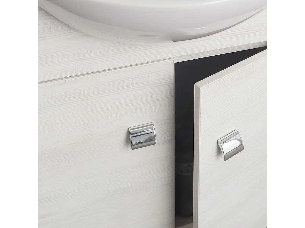 Armoire Murale 58Cm Avec Lavabo, Miroir Et Série Easy Chêne Blanc Clair