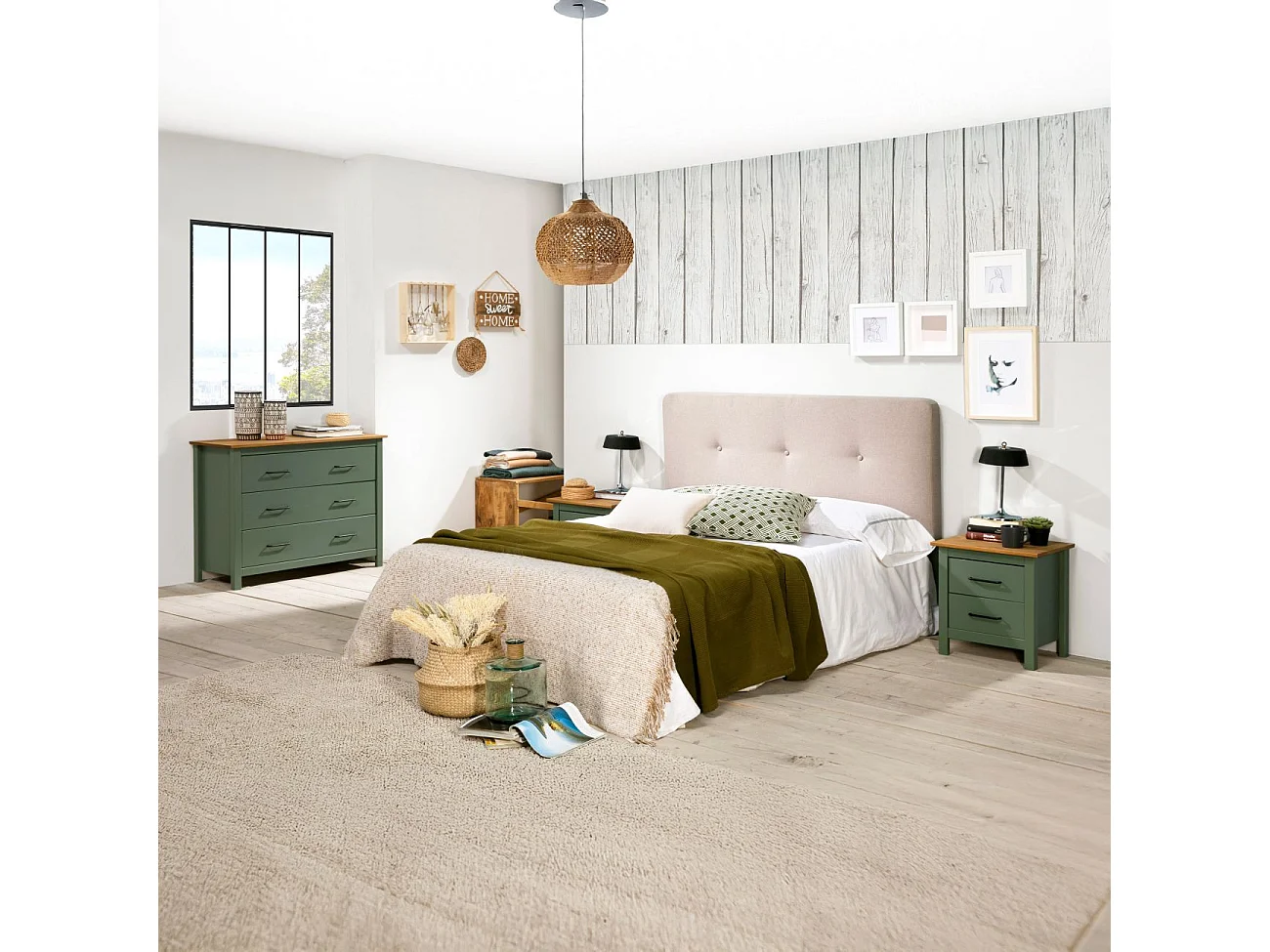 Mesita de noche Eira Green Moss - Oak