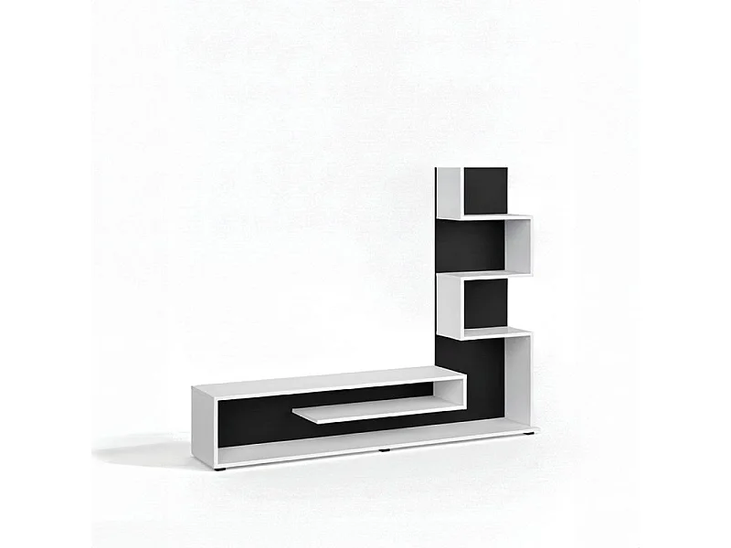 Mueble de salón Moobi en color blanco artik negro y medidas 160 x 124 cm Blanco Artik (Blanco Mate) - Negro