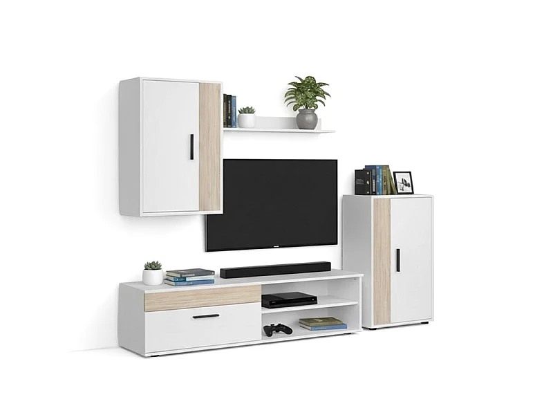 Mobiliário modular para sala de estar Lunet em carvalho branco artik canadiano 190 cm Artik White (Branco mate) - Carvalho canadiano