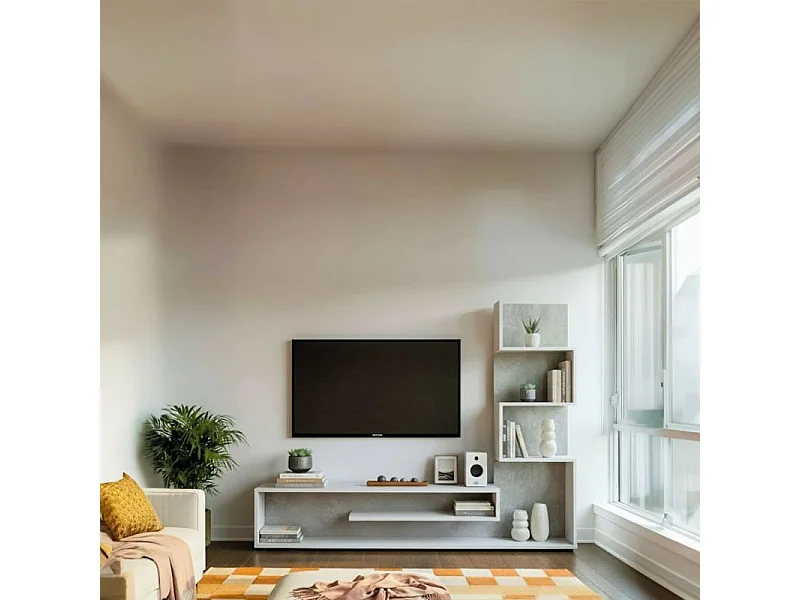 Mueble de salón Moobi en color blanco artik microcemento y medidas 160 x 124 cm Blanco Artik (Blanco Mate) - Microcemento