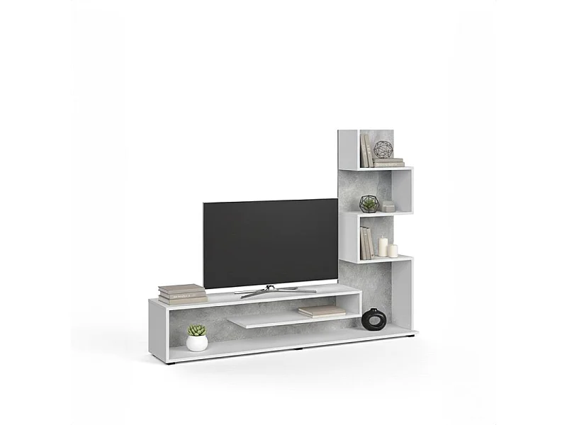 Mueble de salón Moobi en color blanco artik microcemento y medidas 160 x 124 cm Blanco Artik (Blanco Mate) - Microcemento