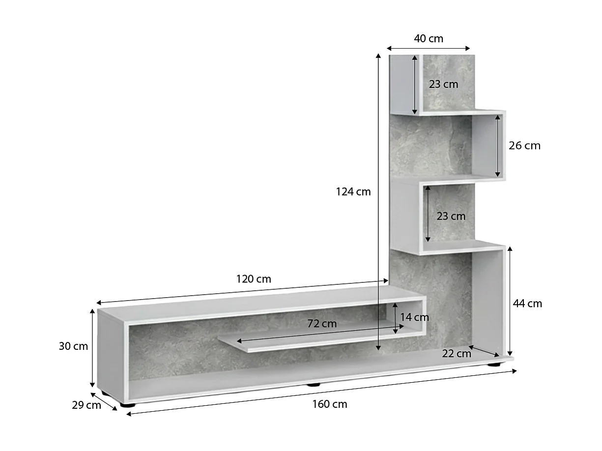Mueble de salón Moobi en color blanco artik microcemento y medidas 160 x 124 cm Blanco Artik (Blanco Mate) - Microcemento