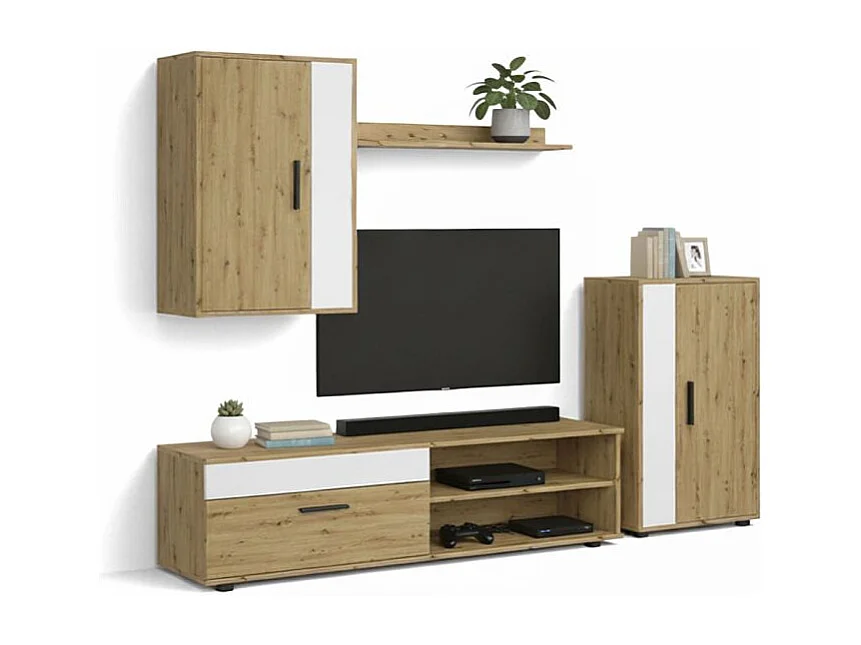 Mueble de salón modular Lunet en blanco artik aplino 190 cm Blanco Artik (Blanco Mate) - Alpino