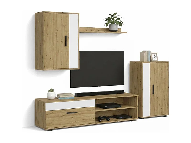 Mueble de salón modular Lunet en blanco artik aplino 190 cm Blanco Artik (Blanco Mate) - Alpino