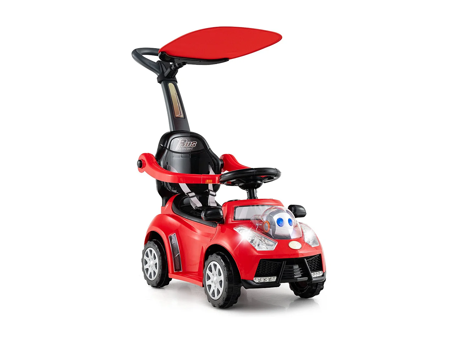 3-in-1 Rutschauto mit Schiebestange Rutschfahrzeug Schiebauto mit Stauraum Rutscher Auto Rot