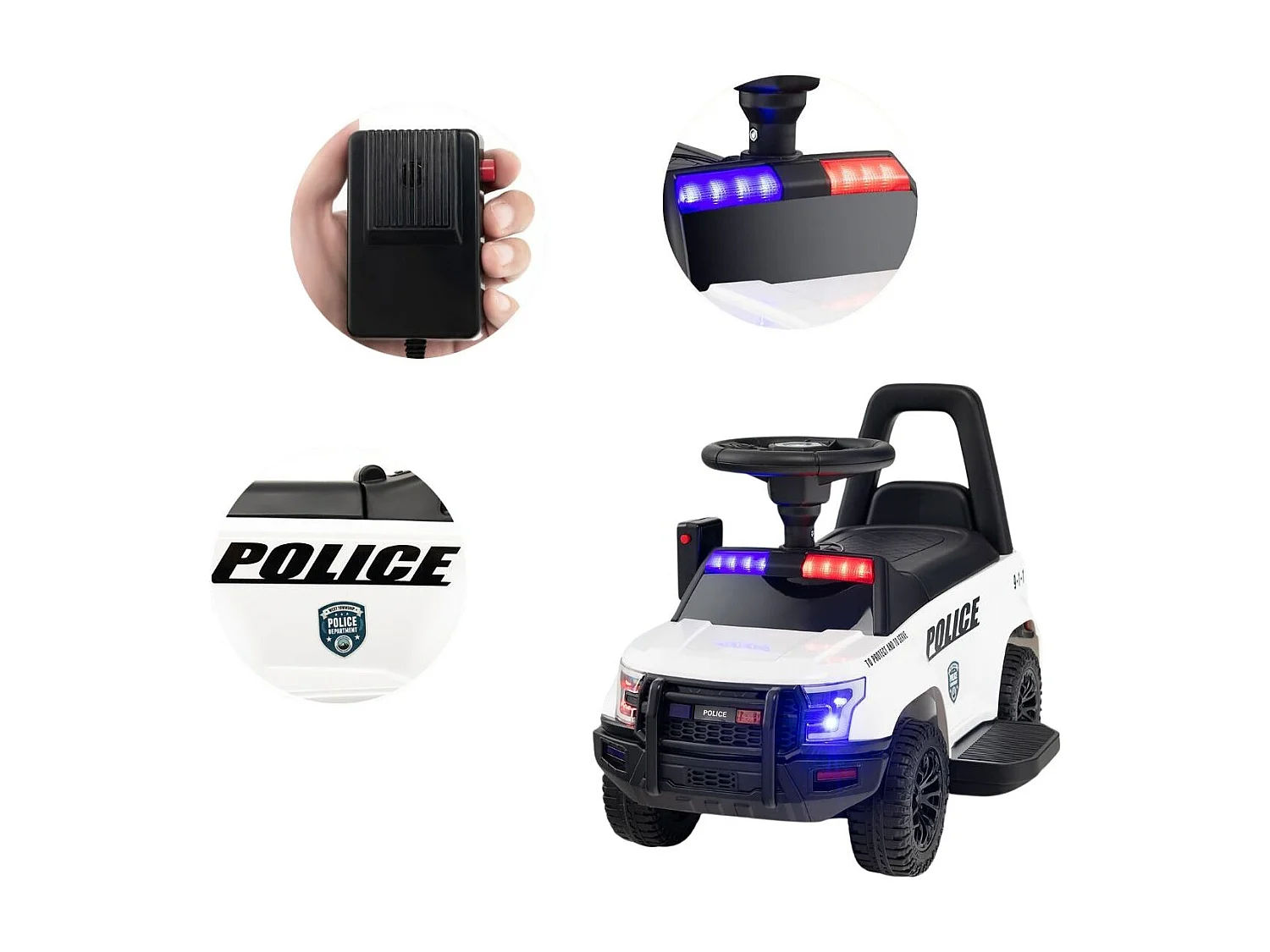 Polizei Elektroauto für Kinder 6V Elektrisches Kinderauto mit Stauraum Weiß