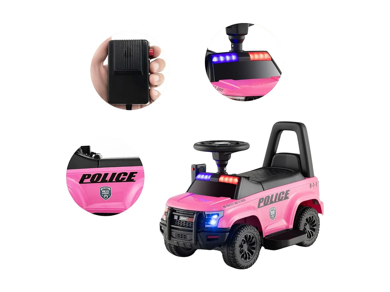 Polizei Elektroauto für Kinder 6V Elektrisches Kinderauto mit Stauraum Rosa