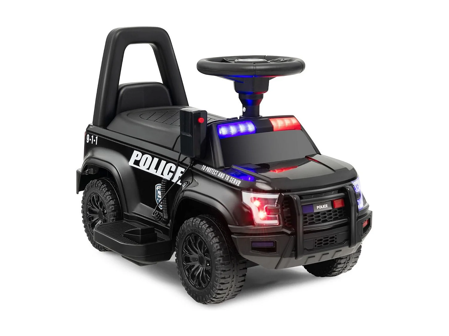 Polizeiauto für Kinder mit 6-V-Akku Kinderfahrzeug mit Megafon 62 x 44 x 43 cm Schwarz