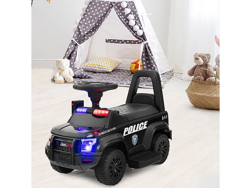 Porteur Enfants avec Mégaphone & Autocollant de Police Voiture à  Pousser avec Lumières et Sonore Dispositif Anti-basculement Charge 25 kg pour 18-60 Mois