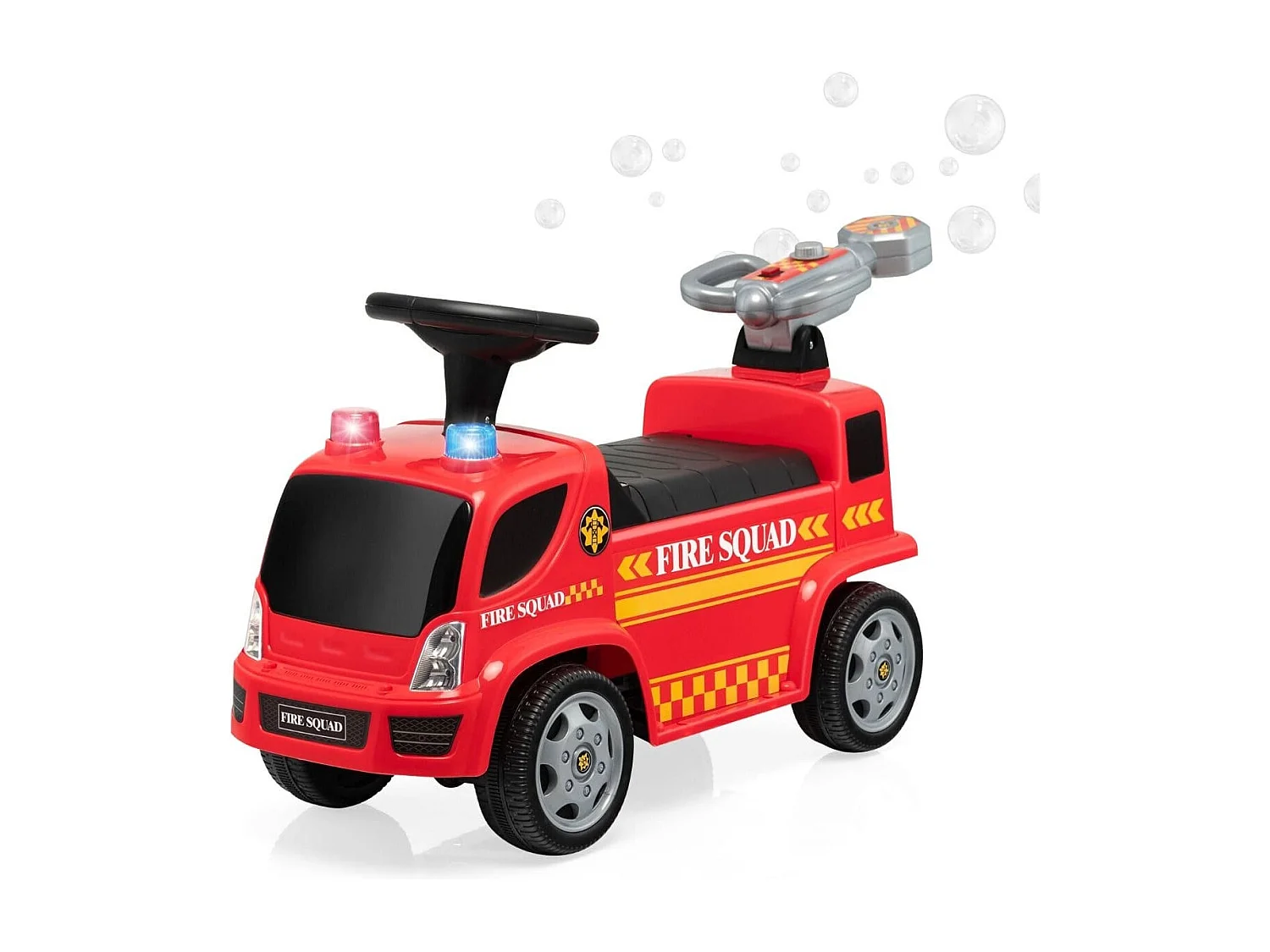 Kinder Feuerwehrauto mit Seifenblasenpistole für Kinder von 18-36 Monaten Rot