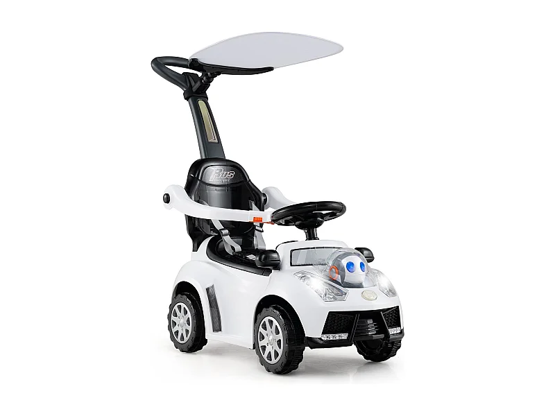 3-in-1 Rutschauto mit Schiebestange Rutschfahrzeug Schiebauto mit Stauraum Rutscher Auto Weiß