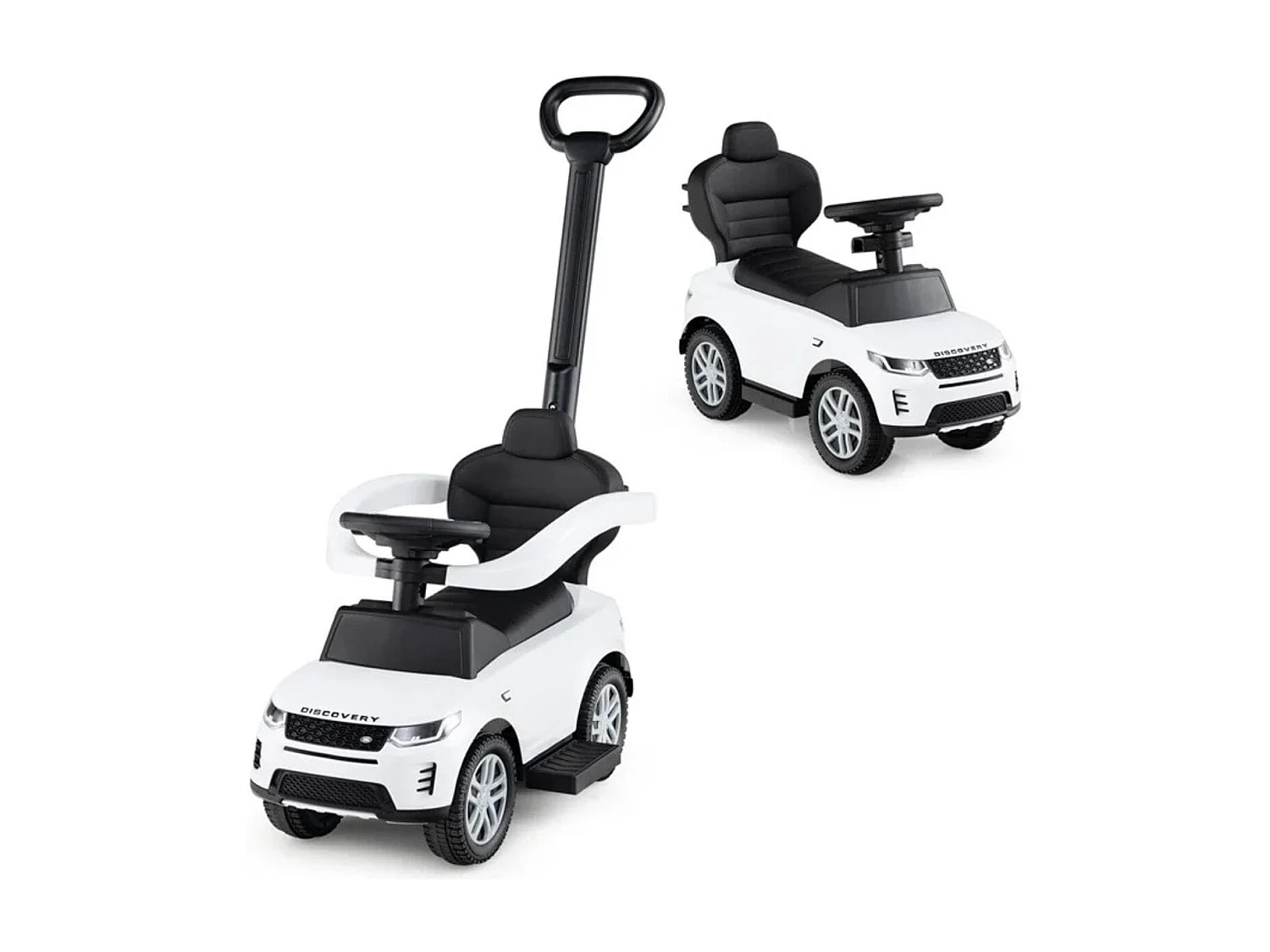 3-in-1 Rutschauto mit Schiebestange Rutschfahrzeug mit Abnehmbarem Griff Rutscher Auto Weiß