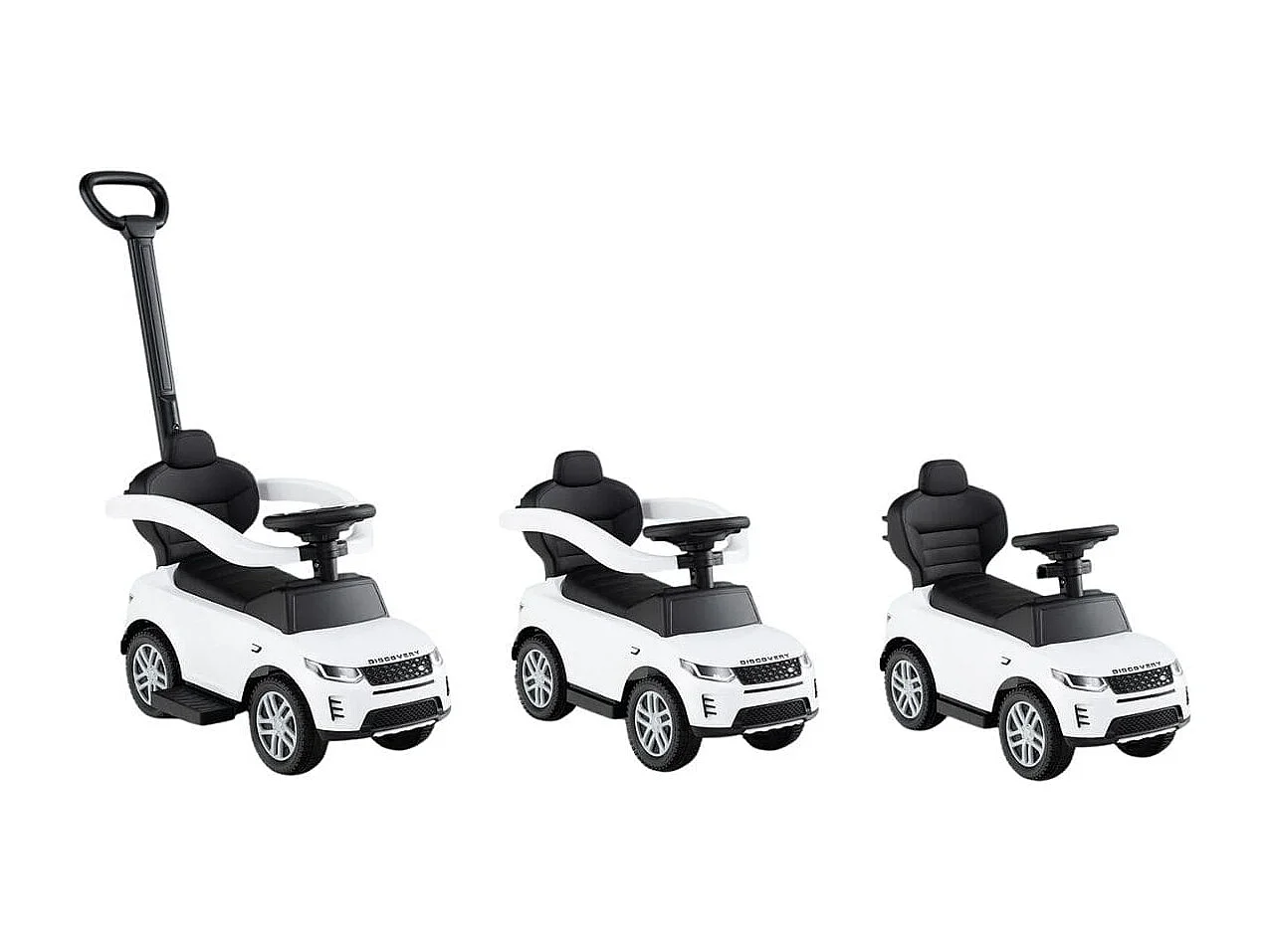 3-in-1 Rutschauto mit Schiebestange Rutschfahrzeug mit Abnehmbarem Griff Rutscher Auto Weiß