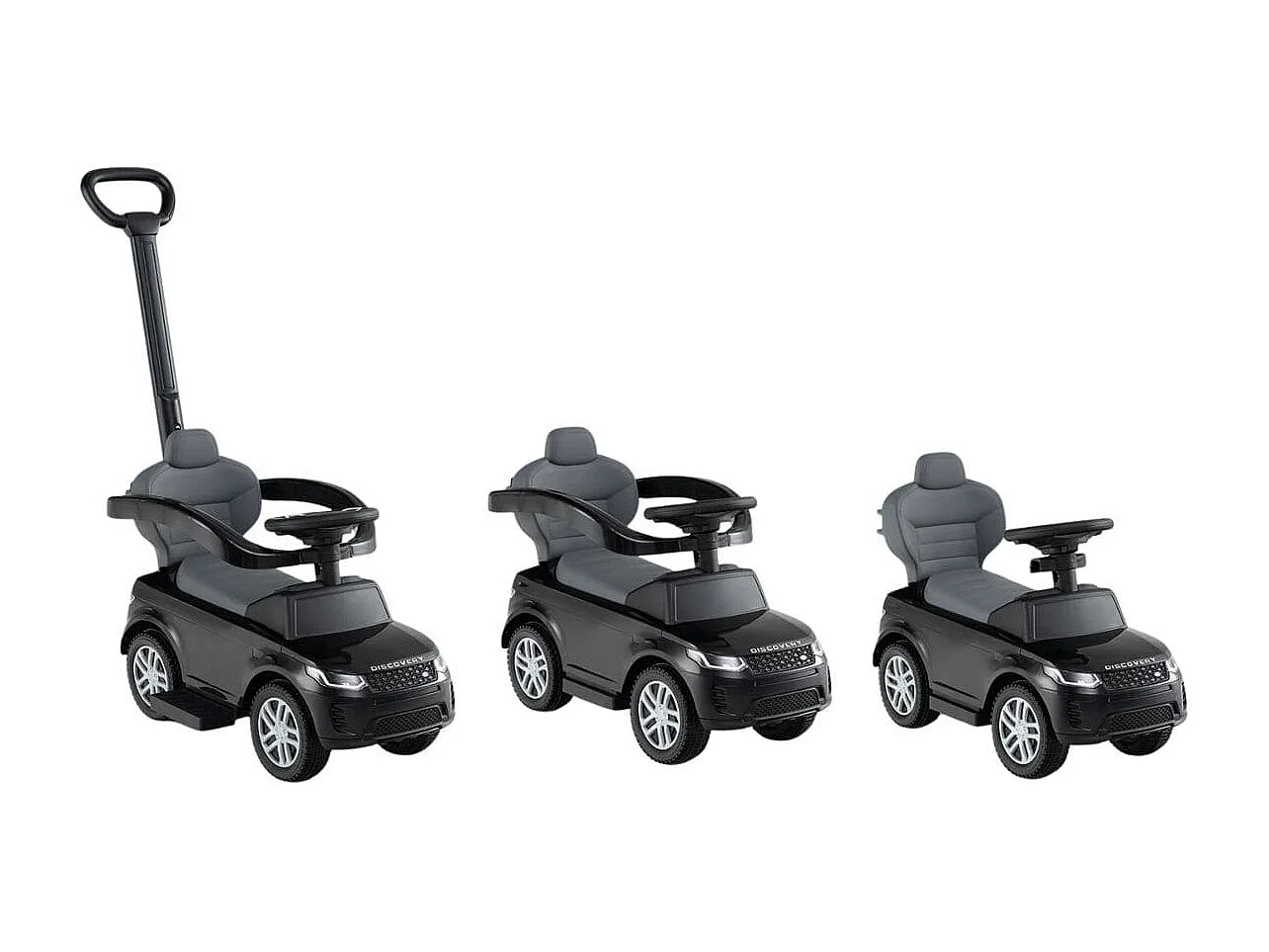 3-in-1 Rutschauto mit Schiebestange Rutschfahrzeug mit Abnehmbarem Griff Rutscher Auto Schwarz