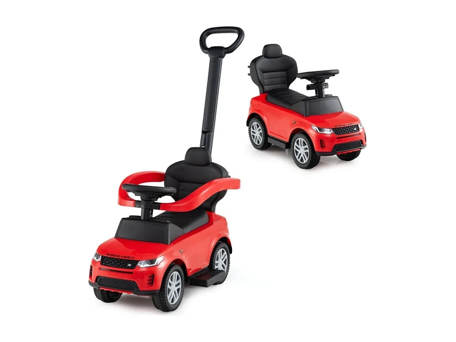 3-in-1 Rutschauto mit Schiebestange Rutschfahrzeug mit Abnehmbarem Griff Rutscher Auto Rot