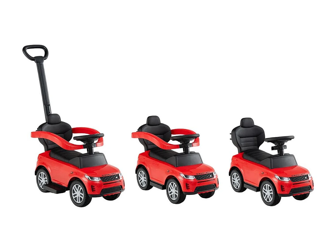 3-in-1 Rutschauto mit Schiebestange Rutschfahrzeug mit Abnehmbarem Griff Rutscher Auto Rot