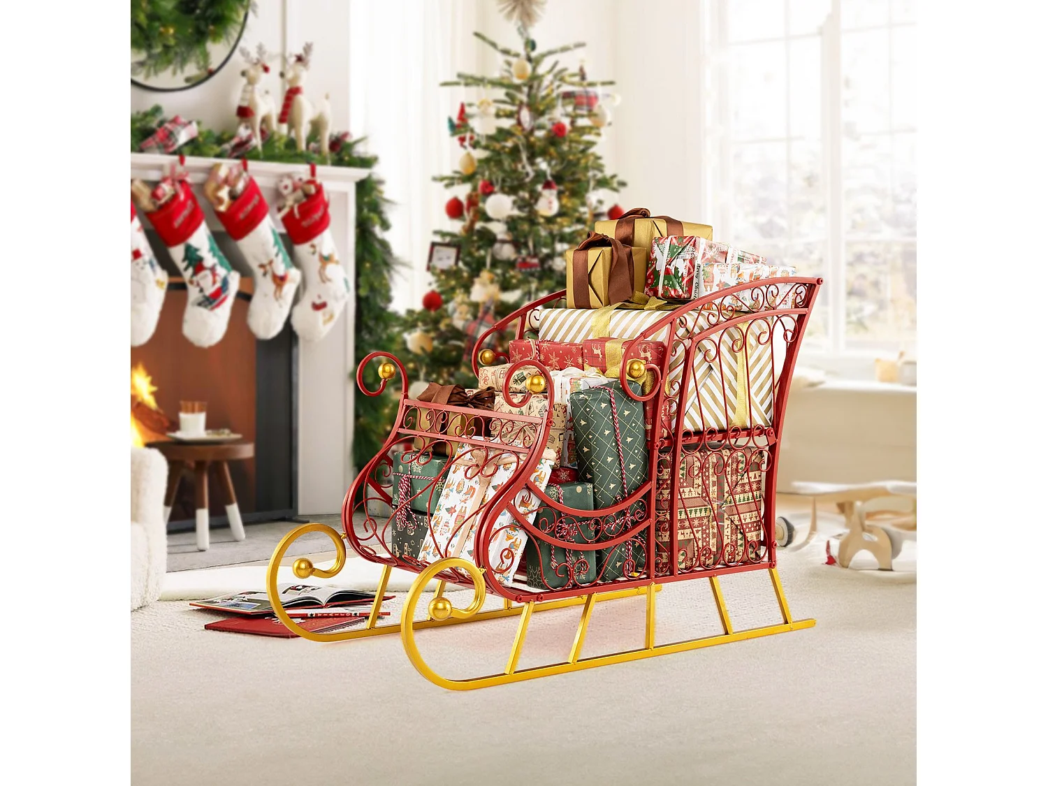 Set 3 pezzi betulla illuminata 120/150/180cm albero di Natale artificiale preilluminato bianco