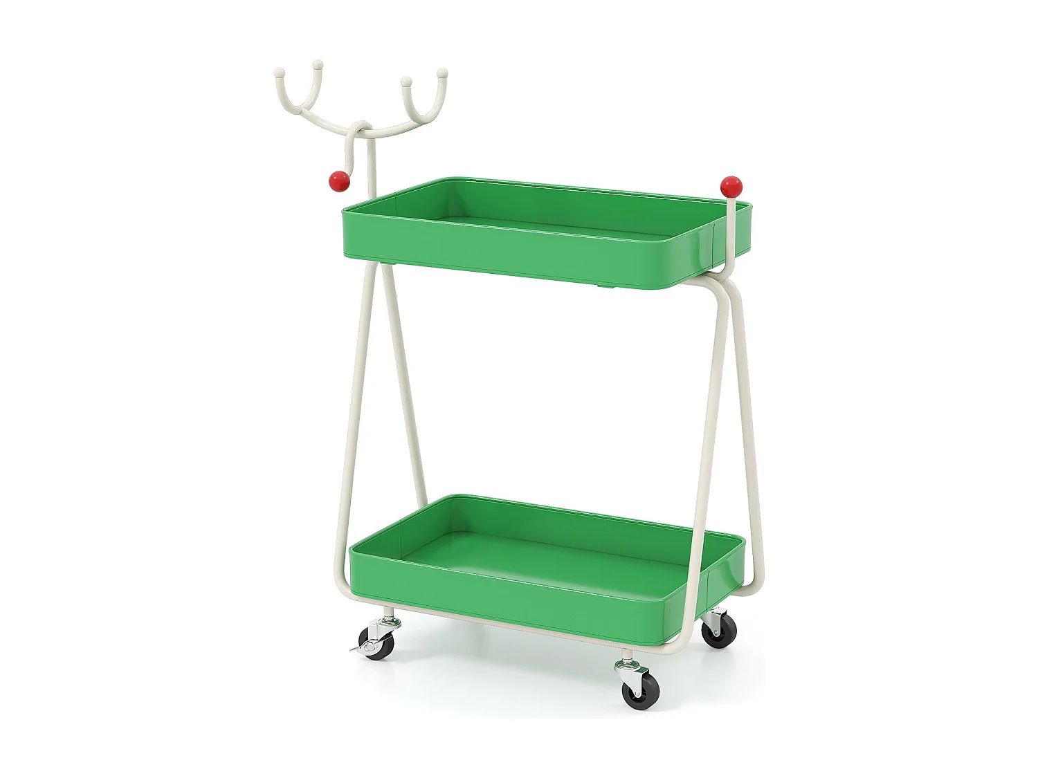 2-stöckiger Rollwagen in Rentierform Servierwagen Küchewagen  für Weihnachten Grün