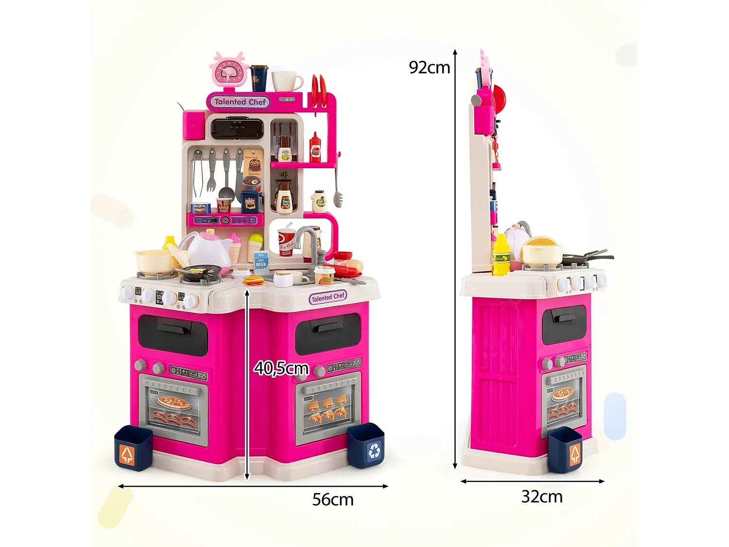 Cucina ad angolo per bambini con suoni e luci Cucina per bambini con fornelli, lavello e 113 accessori Rosa