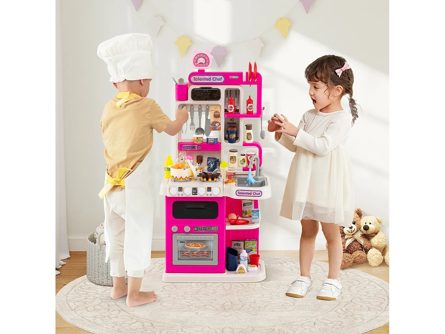 Cucina per bambini con 95 accessori Cucina da gioco Cucina per bambole Cucina giocattolo per bambini dai 3 anni in su Rosa