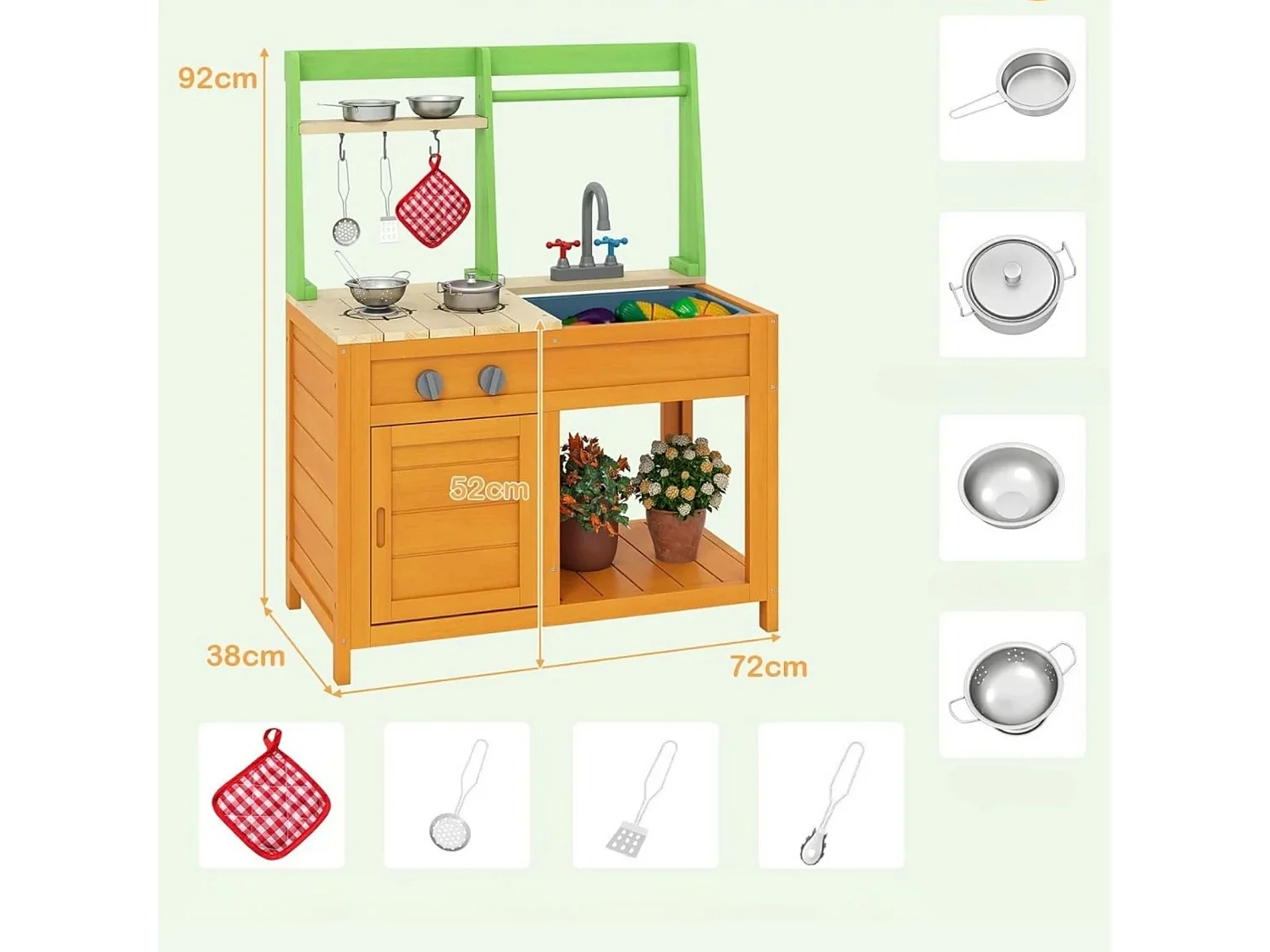 Cuisine de boue Enfants Outdoor Cuisine pour enfants avec accessoires Cuisine de jeu avec cuisinières réalistes & robinet
